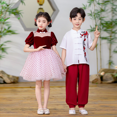 六一合唱演出服中国风朗诵比赛