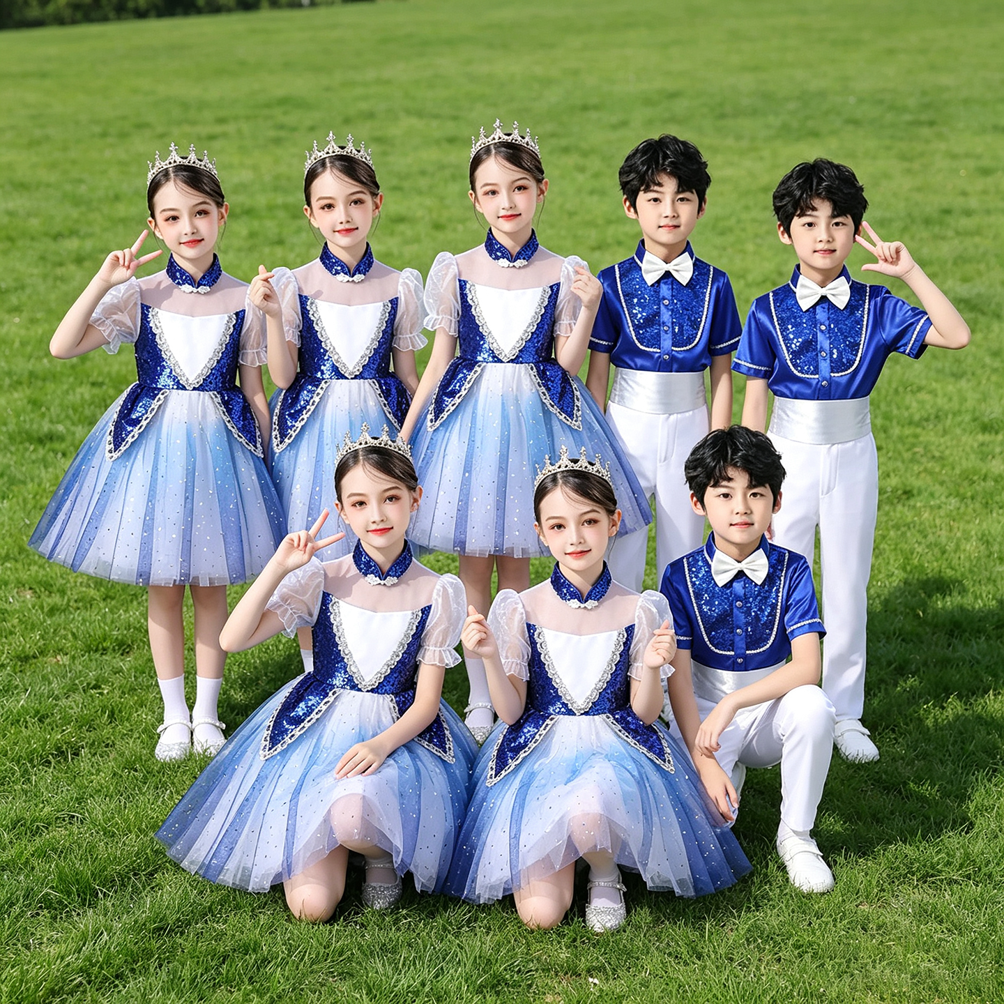 六一儿童合唱团演出服中小学生男女童诗歌朗诵表演服古筝表演服装