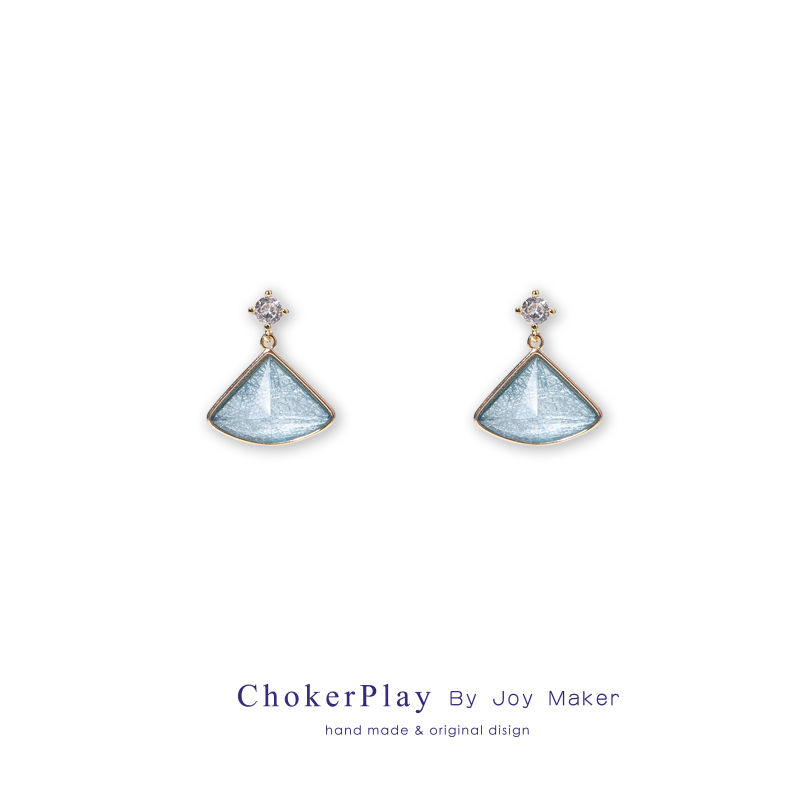 原创精致法式风高级感扇形纯银针