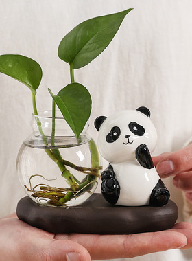 速发创意绿萝水培花盆器皿瓶明玻璃可花花透水养植物桌面插爱装饰