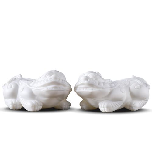 速发羊脂玉茶宠摆件茶具配件可养貔貅茶玩白瓷茶台饰品家用10116