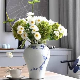 速发景德镇手绘陶瓷器瓶摆件新中客式厅插花水培水养花花高级感陶