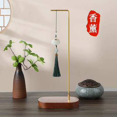 速发檀木浮雕龙戏珠香囊挂饰树脂夜光莲风香囊花中国球胡桃木香薰