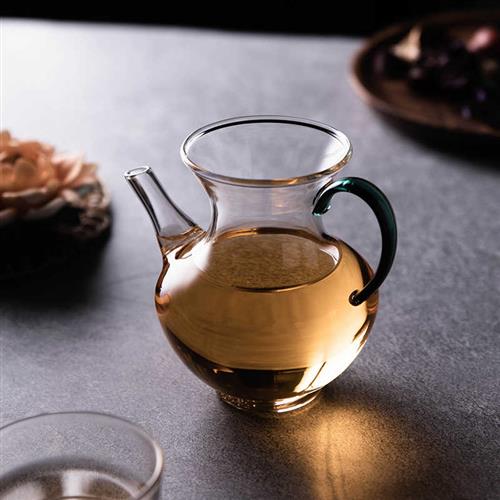 速发日式高档炫彩仿宋公道加茶漏玻璃嘴厚分茶器滤茶器一体带杯功