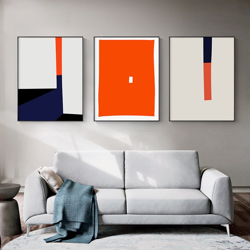 速发约兰迪装饰画大橙色时尚简莫客厅沙发挂景墙壁背画