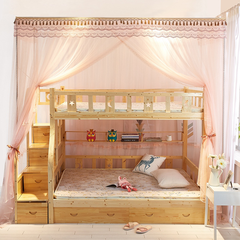 速发梯柜上下床高帐子母床上下铺1.5米一体1.2米床童儿双层床蚊低