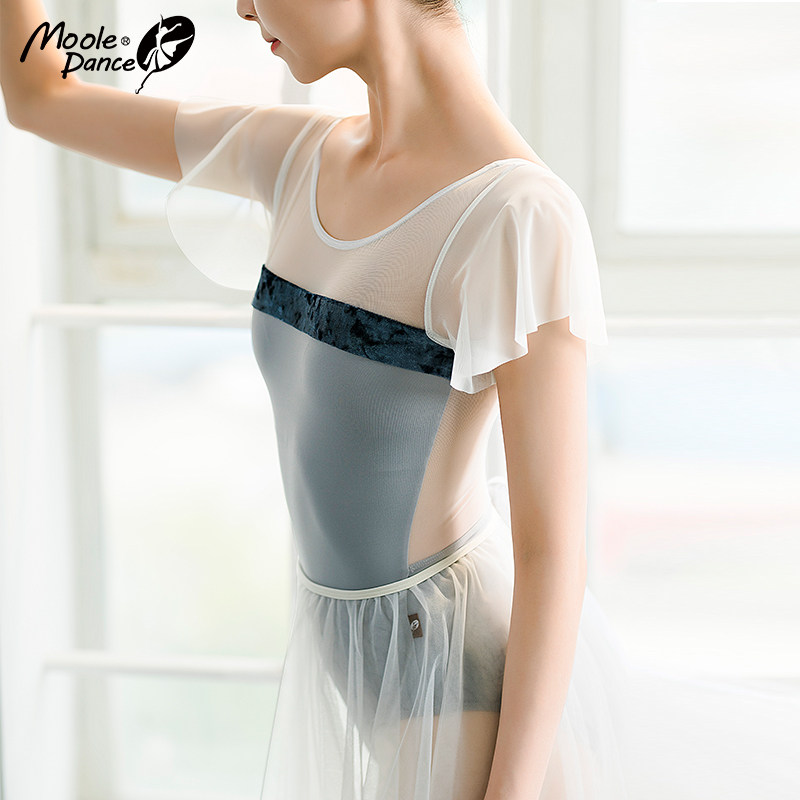 速发蕾茉莉荷叶袖体操服舞蹈级功连体服成人丝绒芭小舞体服高练网