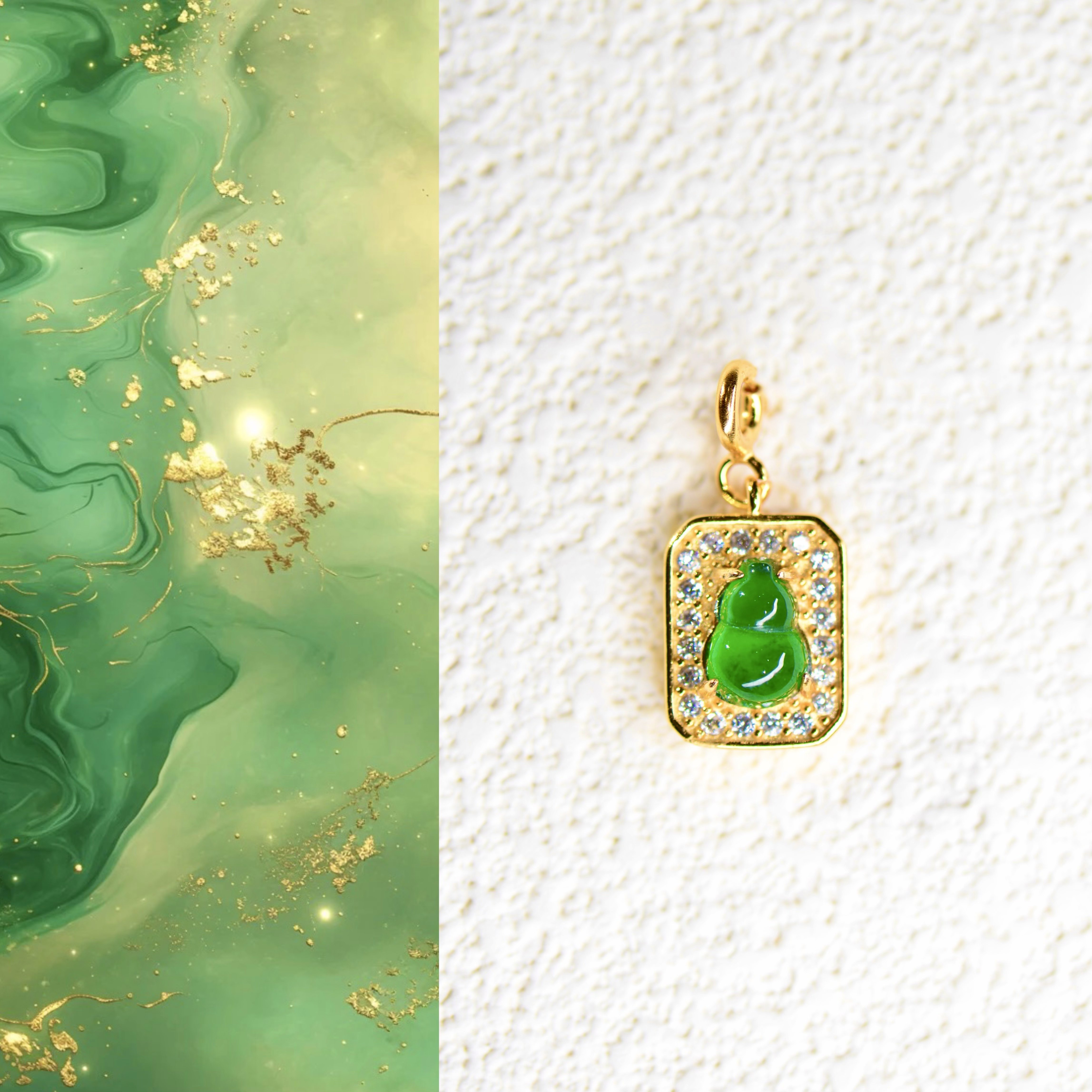 高级感万能扣头天然a货翡翠满绿葫芦银镶锁骨链项链吊坠提溜