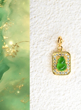 高级感万能扣头天然a货翡翠满绿葫芦银镶锁骨链项链吊坠提溜