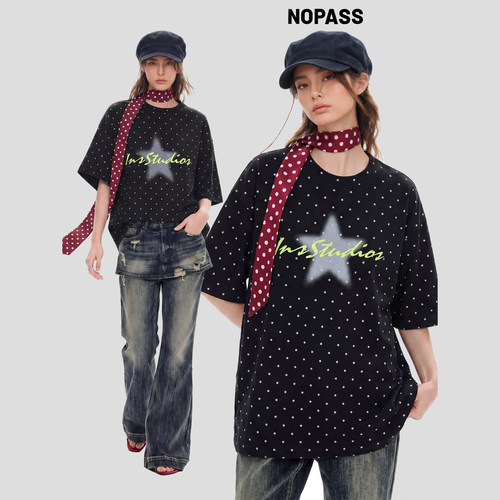 NOPASS「波点星星LOGO短袖」