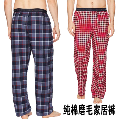 家居裤纯棉磨毛男款经典格子