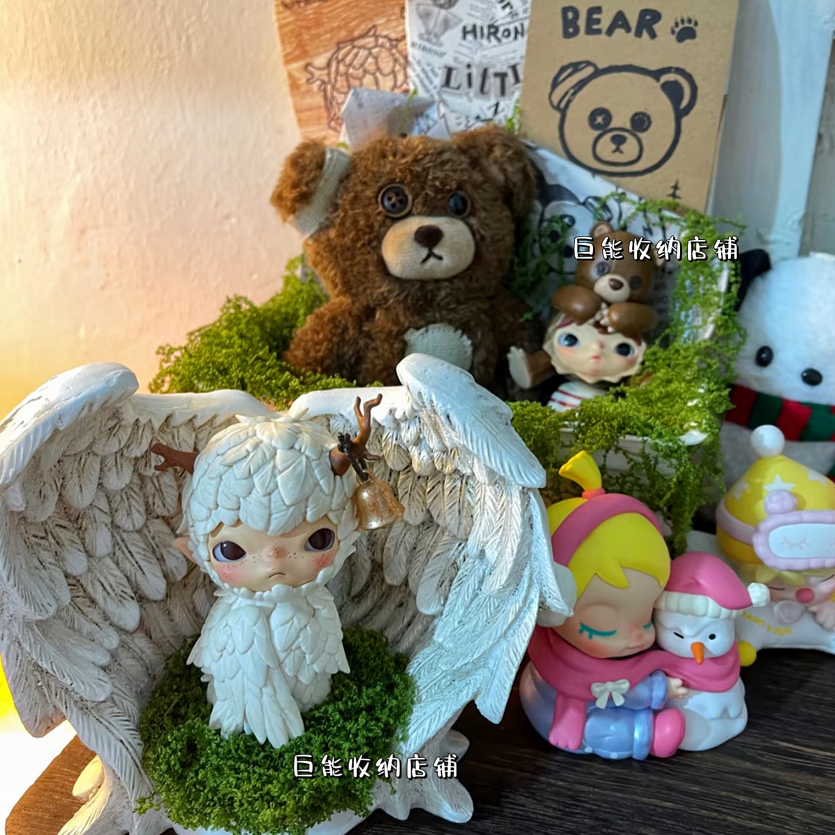 正版小野底座鸟人翅膀造景神器