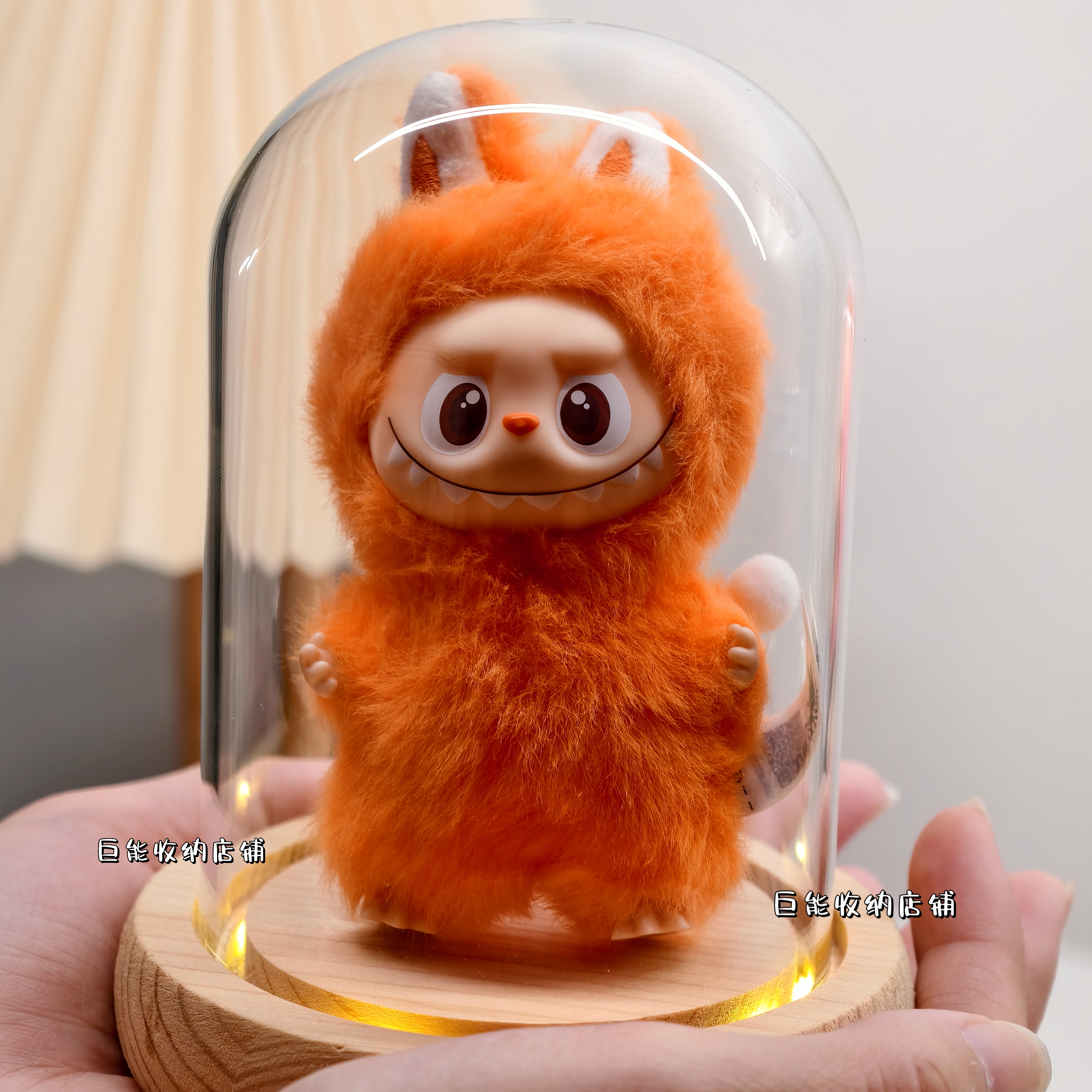 新拉布布4.0心底密码搪胶脸labubu123代发光玻璃罩收纳防尘展示盒