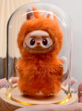 新拉布布4.0心底密码搪胶脸labubu123代发光玻璃罩收纳防尘展示盒