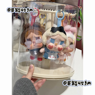 泡泡玛特哭娃搪胶脸毛绒公仔盲盒手办挂件周边展示架旋转透明防尘