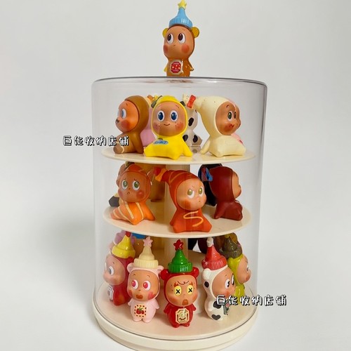 星星人随心配萌粒透明亚克力旋转盲盒收纳盒防尘手办摆放展示架子