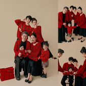 影楼家庭一家六口休闲毛衣摄影拍照氛围感全家福纪实亲子主题服装