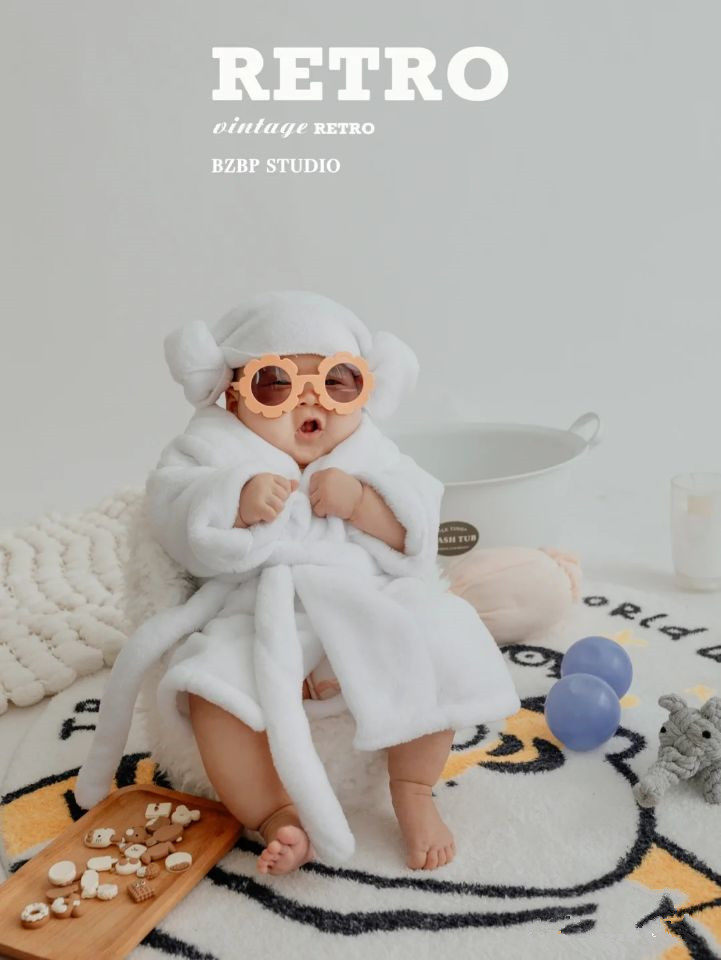 儿童摄影服装婴儿百天宝宝浴袍主题摄影衣服拍照道具摄影背景新款