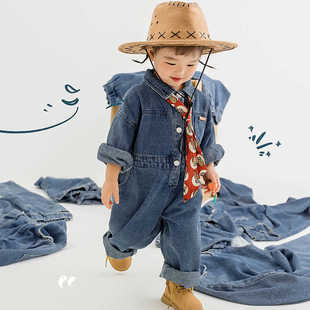 港风影楼拍照服装 走秀时装 女孩牛仔连体衣5岁6岁春款 儿童摄影服装