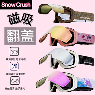 翻盖滑雪镜磁吸滑雪护目镜双层防雾滑雪镜户外单板双板户外