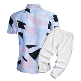 1508-CS13+K522-P45外贸欧美跨境现货短袖衬衫套装夏威夷沙滩衬衣，男装T恤，星座1508-1