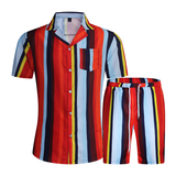 1508-TZ02-P40夏季短袖衬衣休闲薄款印花衬衫两件套修身短袖套装，男装T恤，星座1508-1