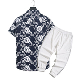 1508-CS12+K522-P45外贸欧美跨境现货短袖衬衫套装夏威夷沙滩衬衣，男装T恤，星座1508-1