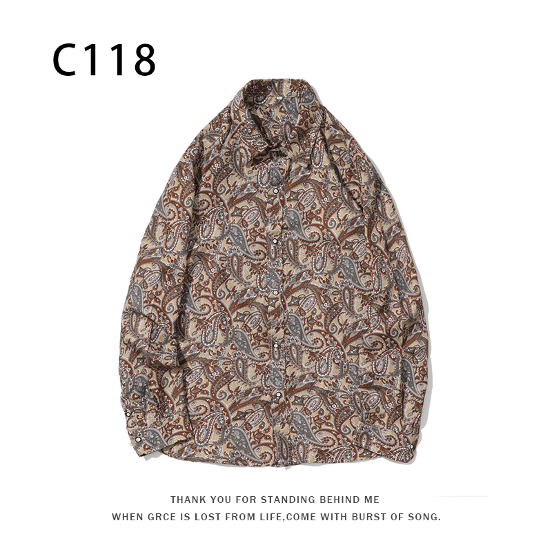 1508-C118-P25秋装新款港风印花长袖衬衫免烫休闲衬衣潮修身上衣，男装衬衫，星座1508-1
