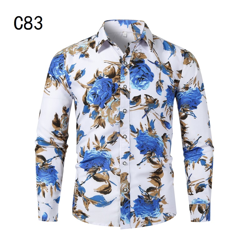 1611B-C83-P25长袖大码衬衫春装2021新款男装欧美宽松印花衬衫，男装衬衫，星座1508-1