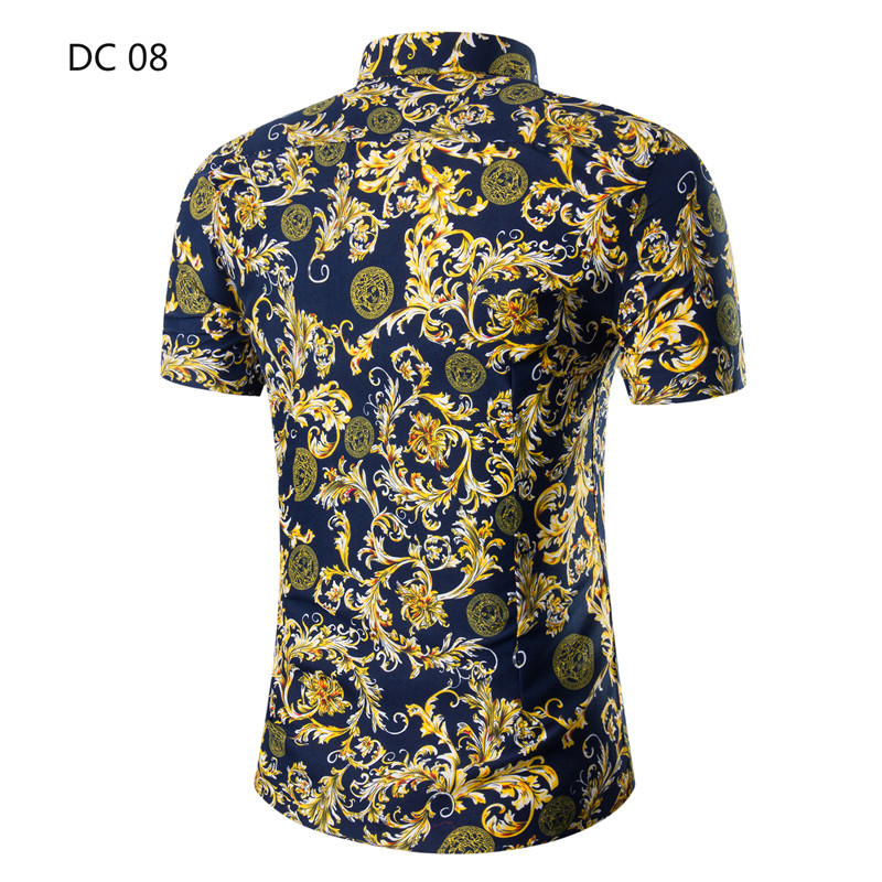 1508-DC08-P20新款大码短袖衬衫印花短袖男夏季新款休闲衬衣潮流,男装衬衫,星座1508-1