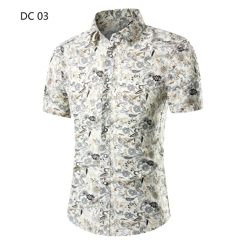 1508-DC03-P20新款大码短袖衬衫印花短袖男夏季新款休闲衬衣潮流图片