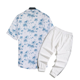 1508-CS18+K522-P45外贸欧美跨境现货短袖衬衫套装夏威夷沙滩衬衣，男装T恤，星座1508-1