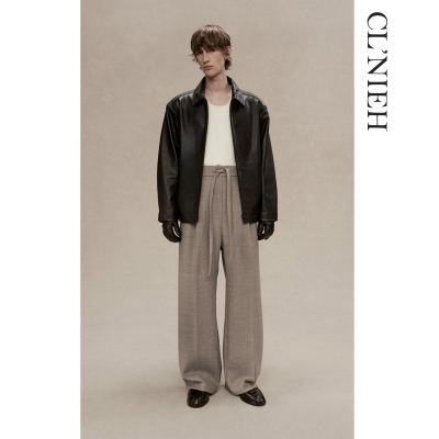 CLNIEH | 静奢老钱风日本进口NIKKE面料 美丽诺羊毛人字纹立裁裤