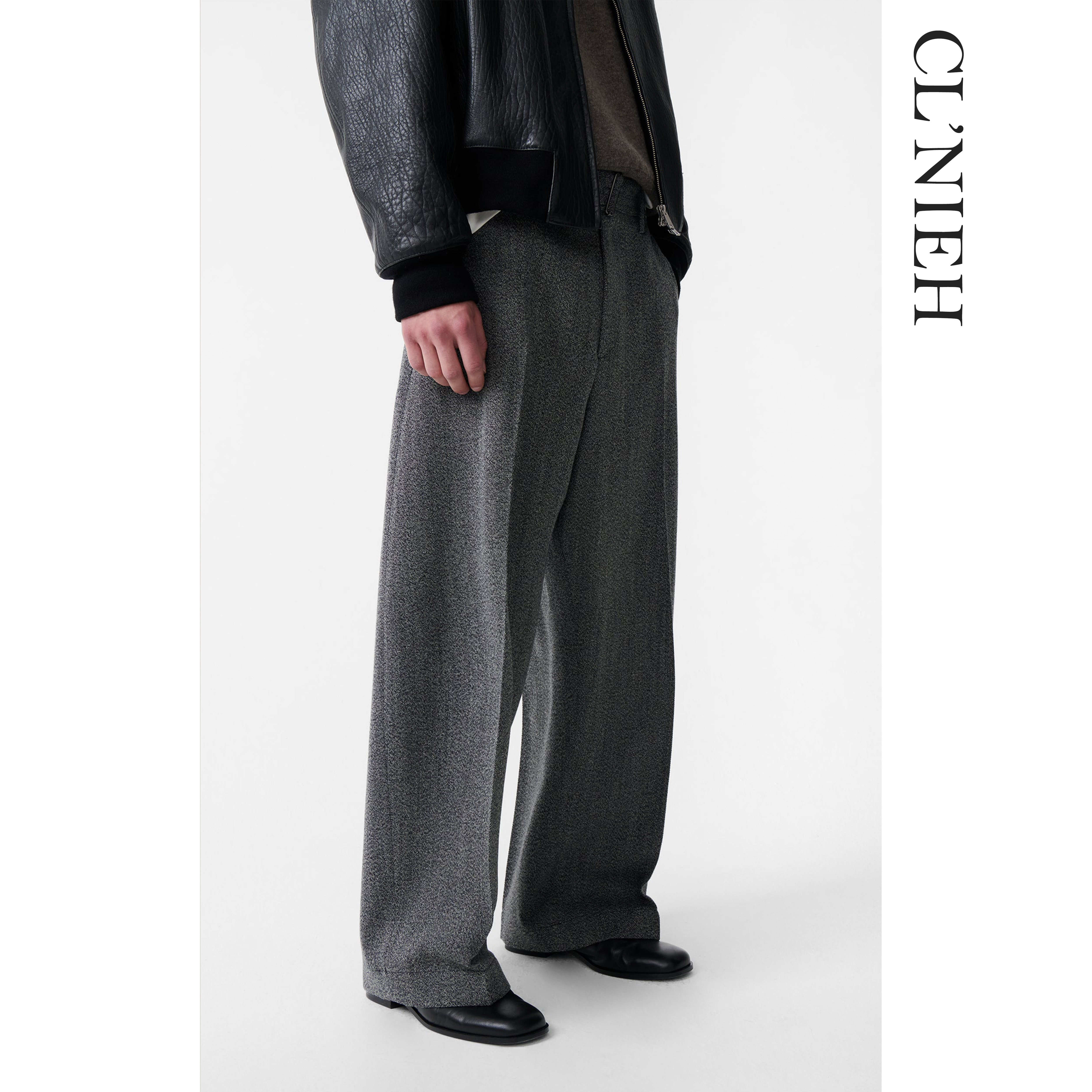 CLNIEH | 静奢SN风意大利进口VBC全羊毛面料宾霸里布飘带弯刀裤