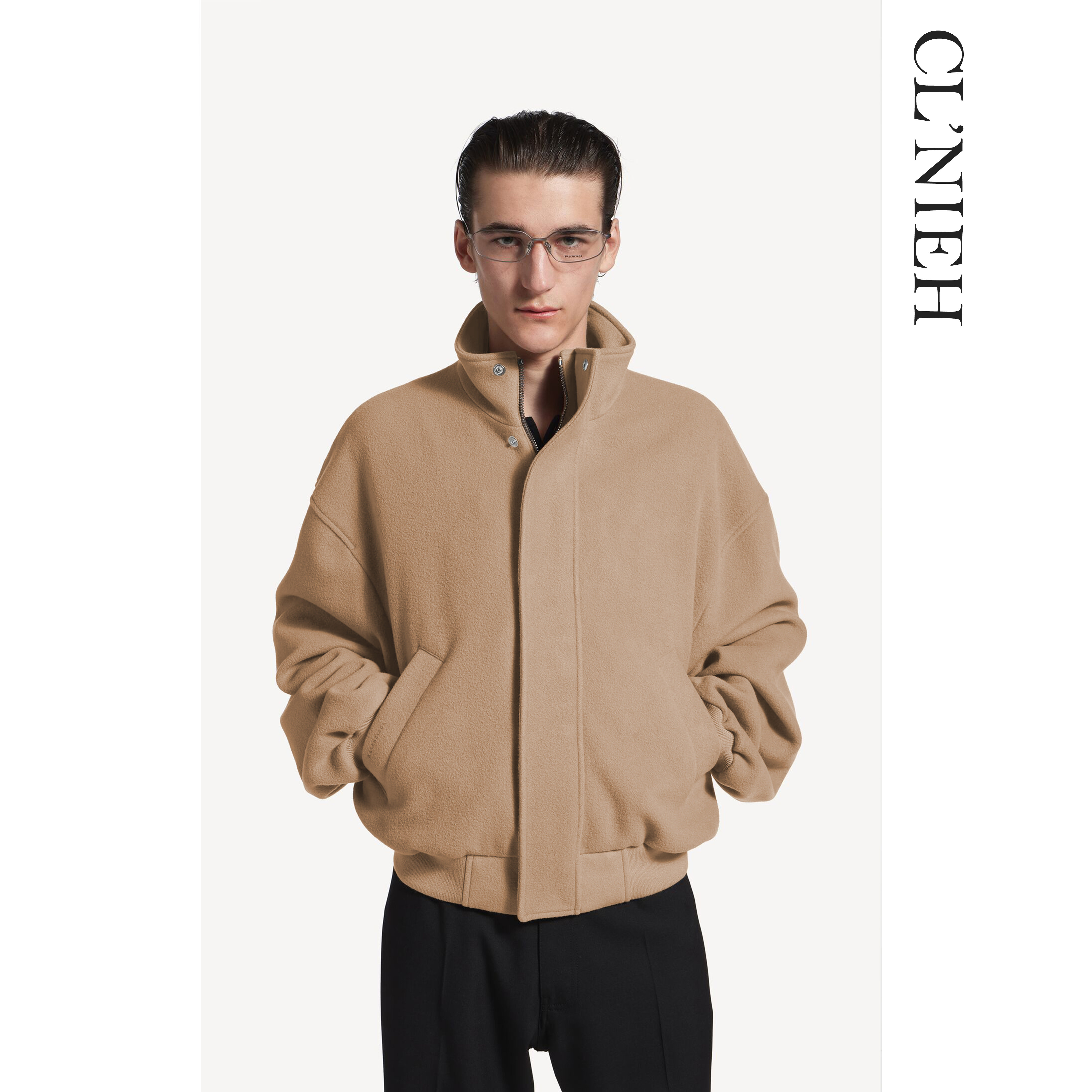 CLNIEH| 意大利进口全羊毛双面呢面料宾霸里布廓型高腰立裁夹克