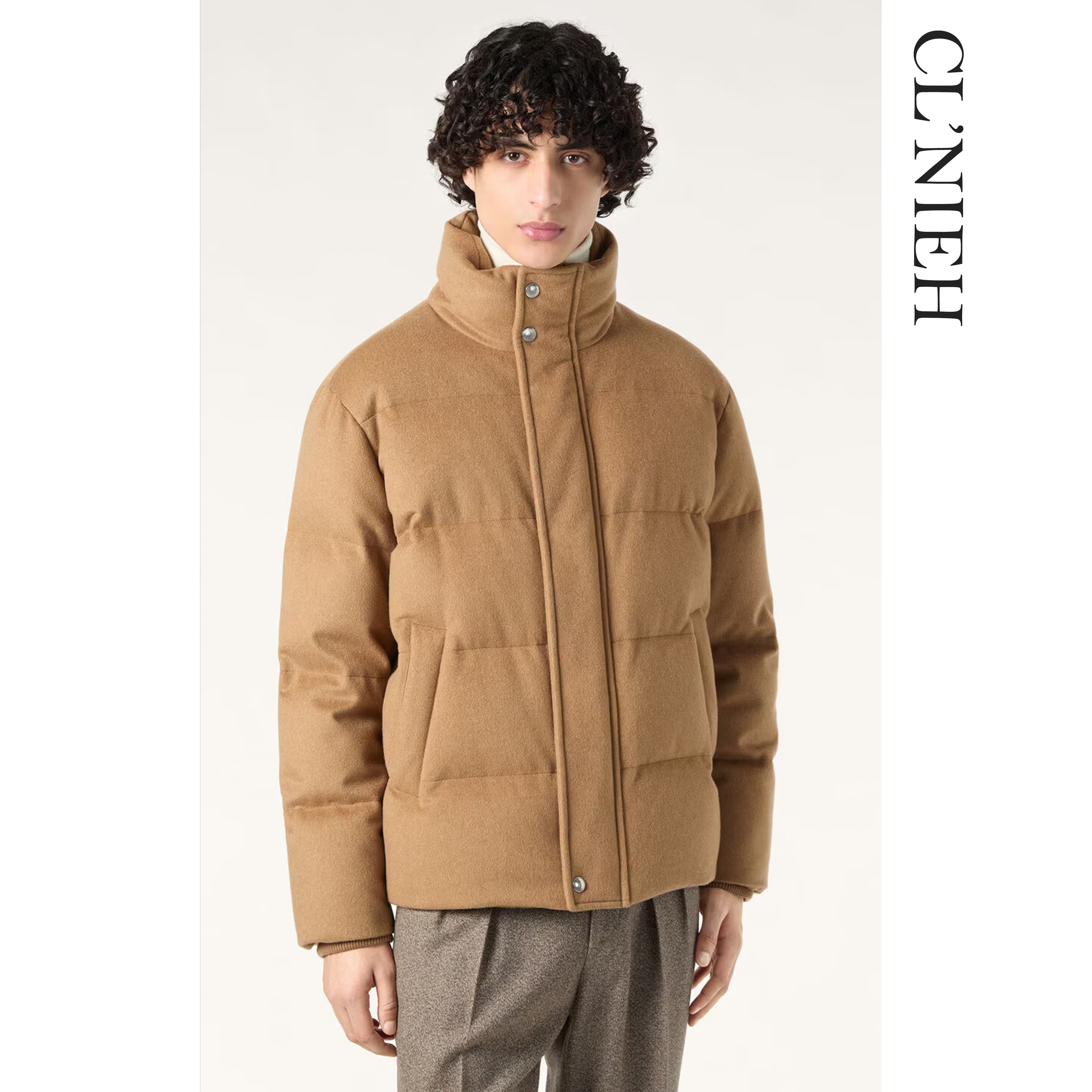 CLNIEH | 老钱风GIULIO 意大利进口羊驼毛混纺面料 95白鹅羽绒服