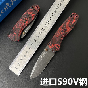 外贸蝴蝶 S90V钢 585BK-251迷你雨折叠刀户外水果刀便携口袋刀