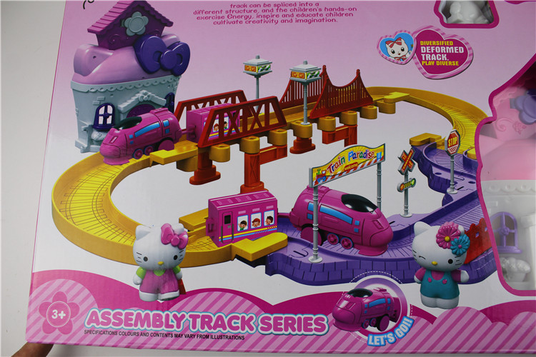 新款軌道過家家2合1玩具Cartoon Cat軌道小火車hello kitty 可愛