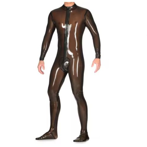 乳胶衣男 包脚 紧身衣服连体衣立体裆部束缚开绕裆拉链 胶衣LaTe