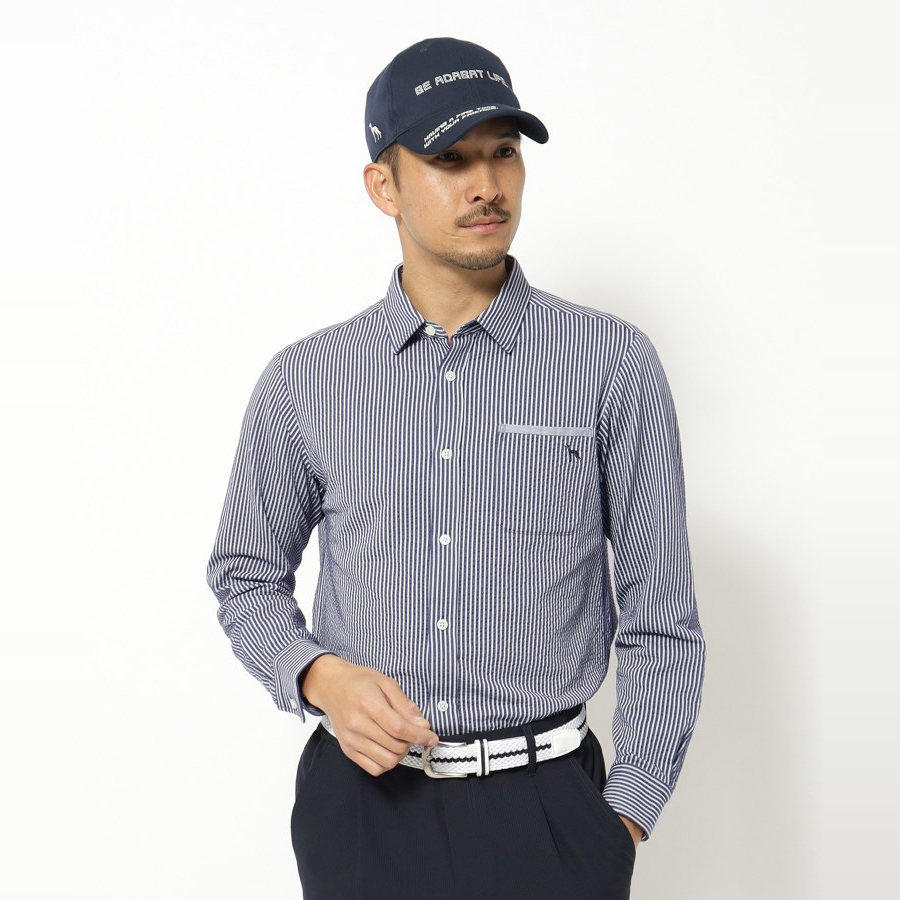 日本正品25年夏款Adabat高尔夫球golf男装长袖POLO衬衫条纹舒适