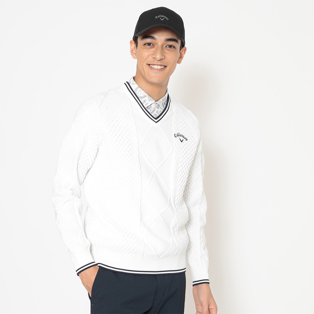 日本25秋冬新款卡拉威Callaway高尔夫男士长袖圆V领针织简约毛衣