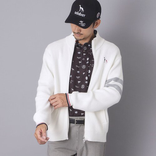 日本26春夏款adabat男士高尔夫服装时尚连帽拉链口袋经典罗纹外套