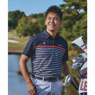 日本26年春夏款Le Coq公鸡乐卡克男士高尔夫服装条纹舒适印花短袖