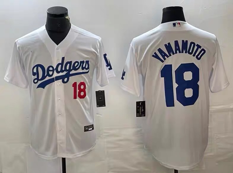 洛杉矶道奇队dodgers山本由伸棒球服18 YAMAMOTO比赛服刺绣可定制