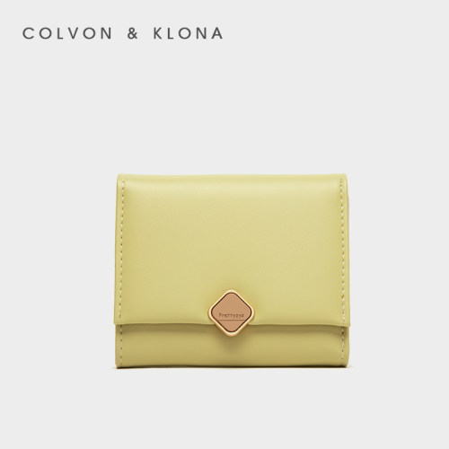 Colvon Klona钱包女短款2025新款手拿包女小众设计简约零钱包卡包
