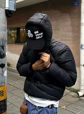 LBMS辣堡美式25冬季美式复古斜拉链解构排骨服棉服中性风外套