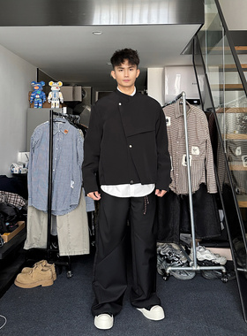 LBMS辣堡美式2025春季新品国潮复古情侣款简约西服中性风痞帅外套