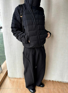 LBMS辣堡美式90白鸭绒岩螺排骨轻量化羽绒服男面罩帽型短款外套