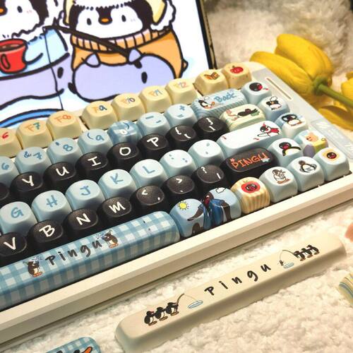 Pingu主题热升华键帽大全套diy从迈前行者磁轴机械键盘pbt材质