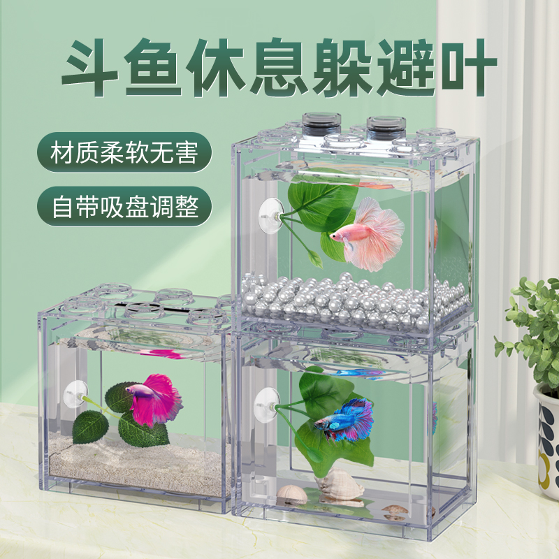 速发斗鱼躲息叶子产卵叶水草观赏装饰树叶休避睡床鱼缸造景躲避叶